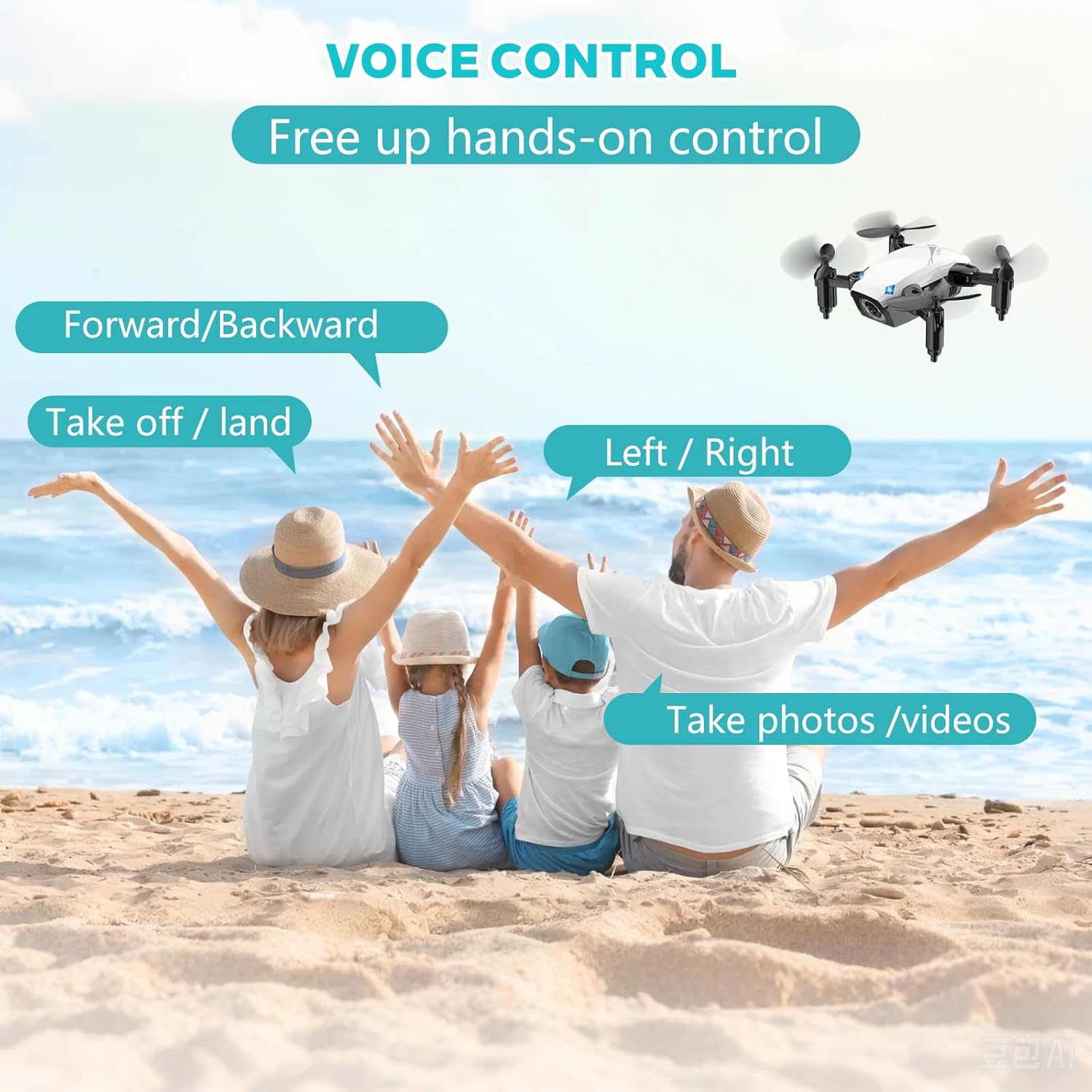 Drones for Kids with Camera, Mini RC Quadcopter Toy with Foldable Wings, Voice & Gesture Control, Altitude Hold, Full Propeller Guard, 2 Batteries, Birthday Gifts for Boys and Girls Ages 8-14 (White)