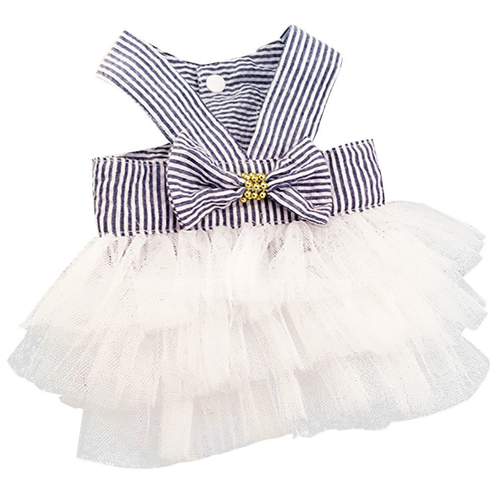 Clopon Pet's Cute Halter Bowknot Tutu Dresses for Puppies Girls Small Fancy Princess Dress