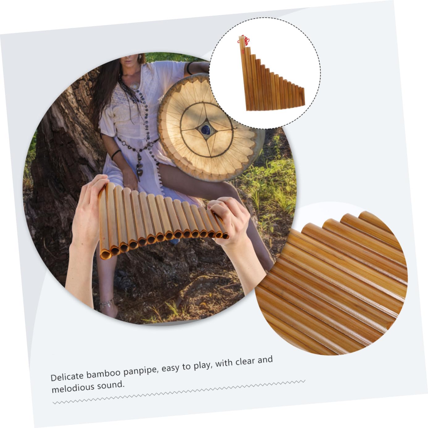 VICASKY Traditionelle Vertikale Bambus Panflöte für Musikliebhaber Braun Einfache Handhabung und Feine Verarbeitung Musikinstrument für Schüler Zufällige Farbe Zufälliger Stil