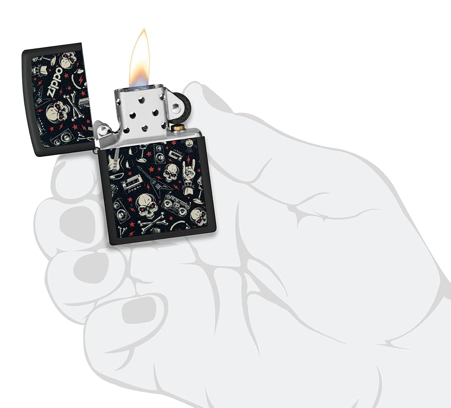 Amazon.com: Zippo Lighter: Skulls and Music Pattern - Black