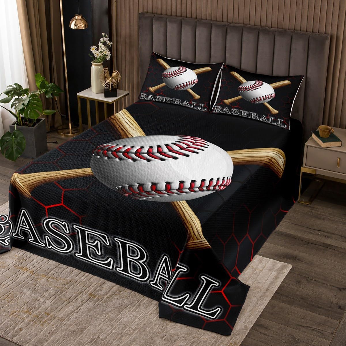 Erosebridal Cartoon Soccer King Bedspread Set, Sports Football Cozy Quilt Set for Kids Boys Girls, Cool Oil Painting Microfiber Coverlet Set & Bedspread for Bedroom, Gaming Ball Games Bedding Set