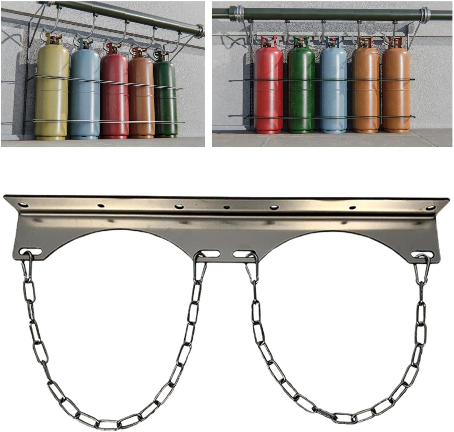 Gas Cylinder Bracket Gas Bottle Rack Chain Supported Wall Mount Mount Gas Tank Wall Holder for Home Gases Cylinder Restaurant, Type 2