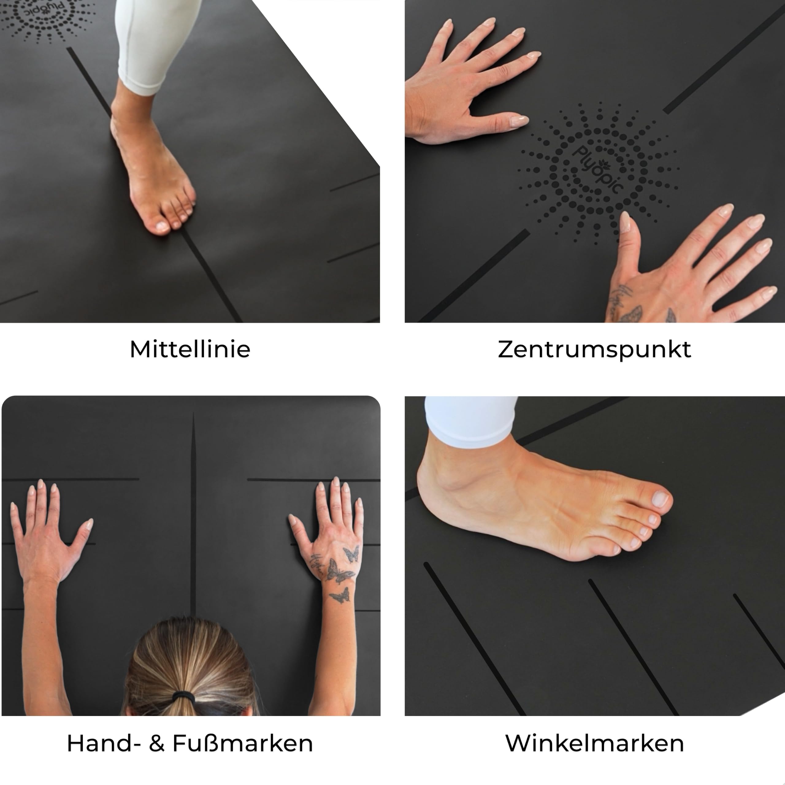 Plyopic Ultra-Grip Pro Yoga-Matte – Unschlagbare Rutschfest Leistung. Schweißresistent. Ausrichtungslinie. Für Yoga, Joga, Pilates, Bikram & Hot yoga
