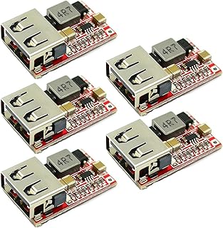 ALAMSCN DC-DC Buck Converter Car USB Charger Module 6-24V 12V 24V to 5V 3A Step Down Voltage Regulator Power Supply Module(Pack of 5)