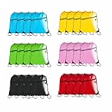 CODOBON Gym Drawstring Bags, 24 Multi-6-Color-24, 13.4 x 16.5 inches, 2 Compartments, Waterproof, Lightweight, Adjustable, Foldable, Unisex Adult Daypack Backpack for Gym, Sport, Travel, Work, Leisure