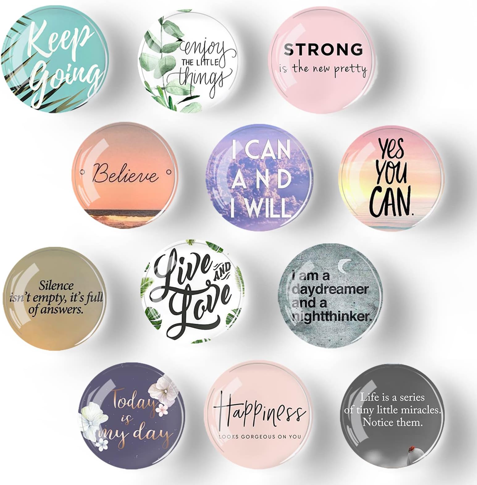 12 Pieces Inspirational Fridge Glass for Refrigerator