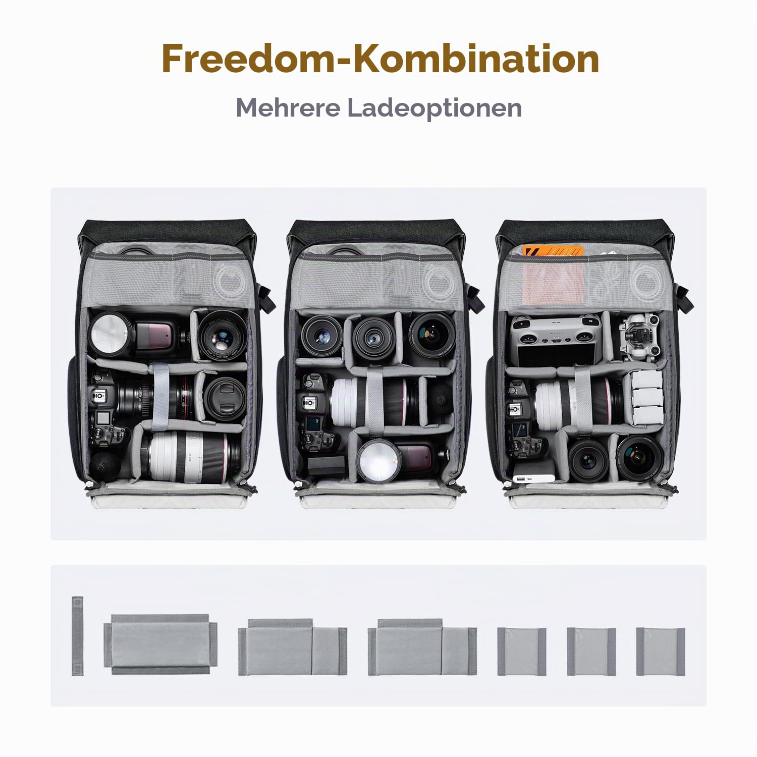 K&F Concept Kamerarucksack Rolltop 20L Fotorucksack Wasserdicht Robuste Rucksack-Stofftaschen aus Stoff für Spiegelreflexkamera Canon Nikon Sony Fujifilm Olympus und 15,6 Zoll Laptop