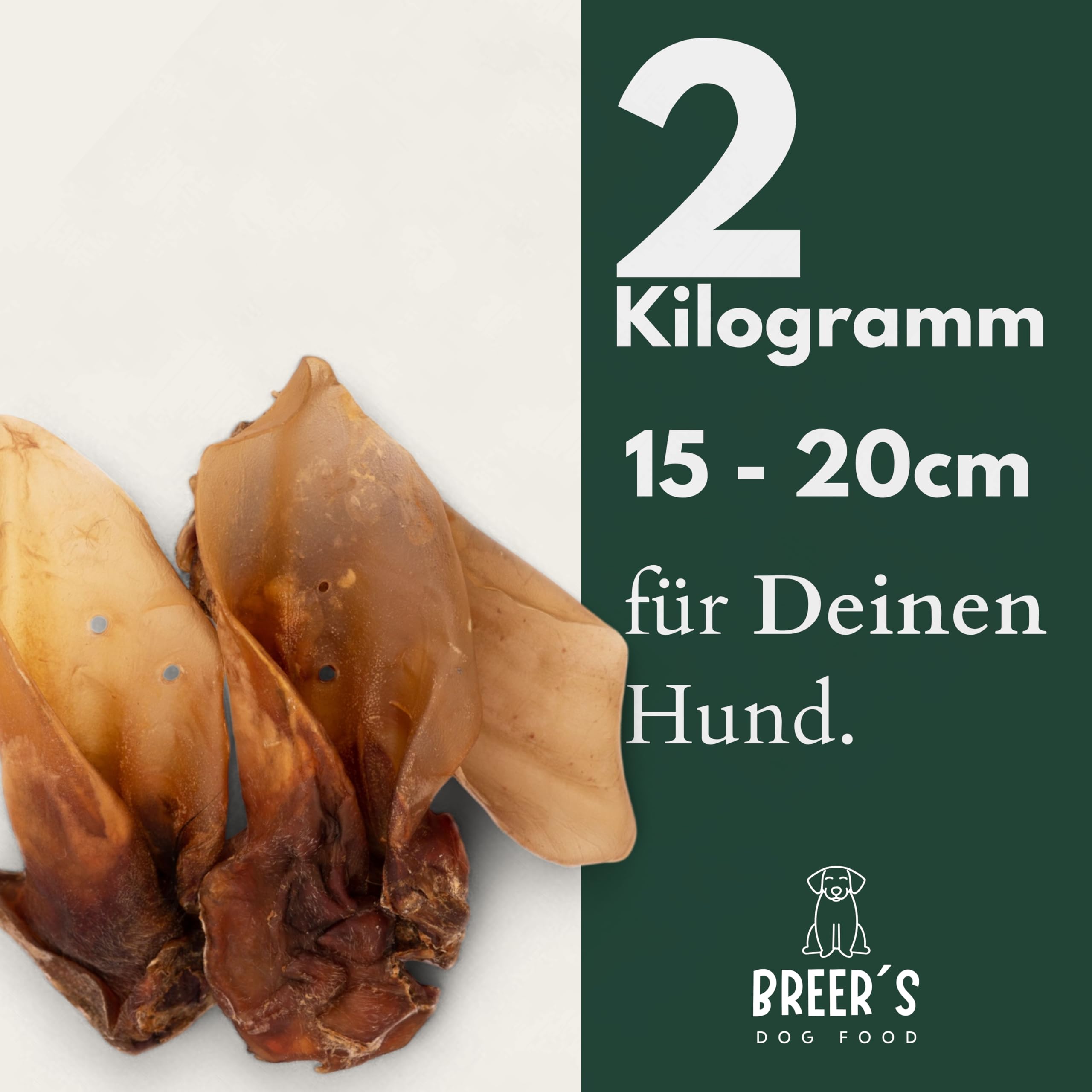 BREERs Oreilles de bœuf séchées avec coquillage pour chiens 2 kg de fabrication allemande Article à mâcher pour petits et grands