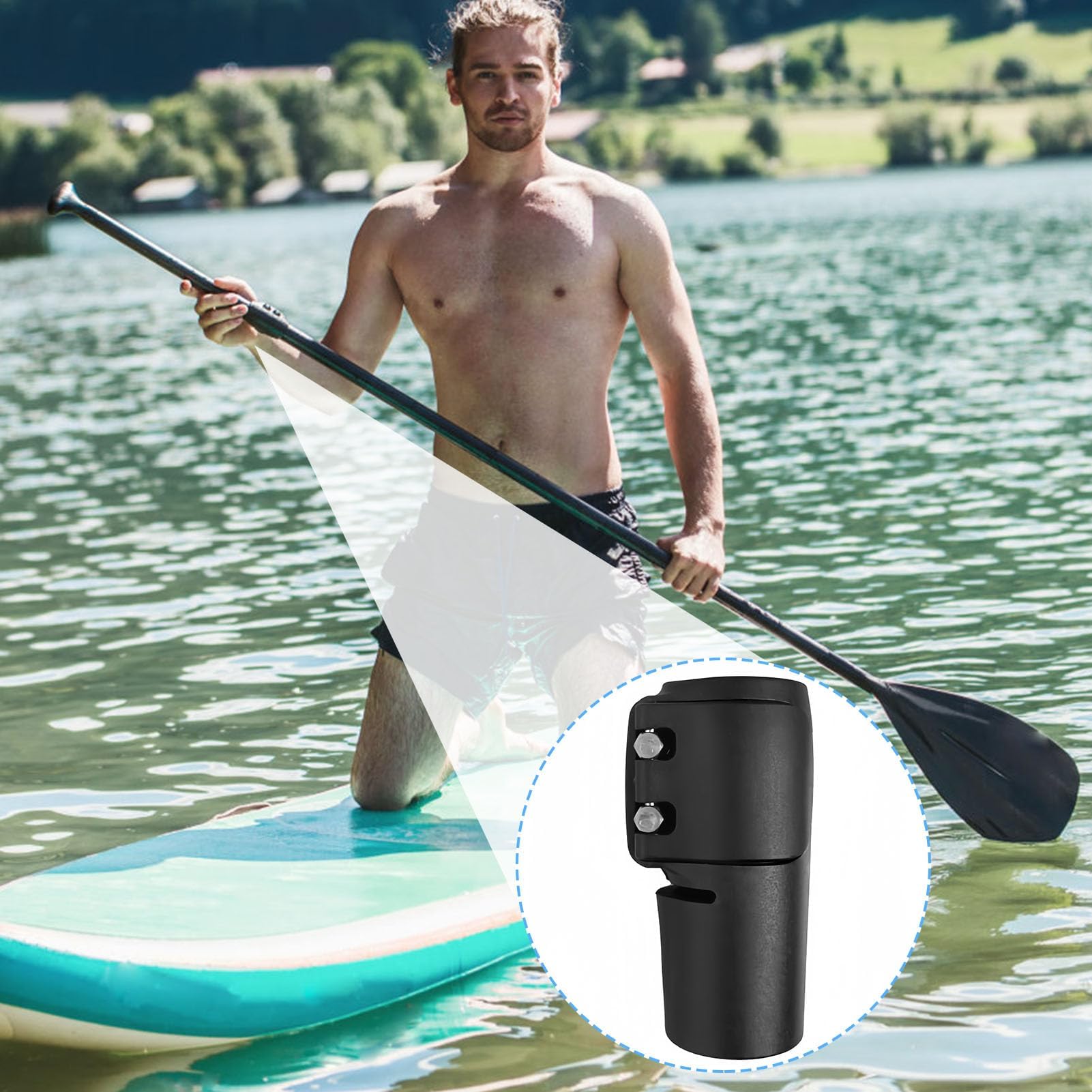 brileze Morsetto Regolabile per Pagaia SUP con Sgancio Rapido Paddle Clamp Pulsante di Bloccaggio per Albero Pagaia Compatibile con la Maggior Parte delle Pagaie SUP (Nero)