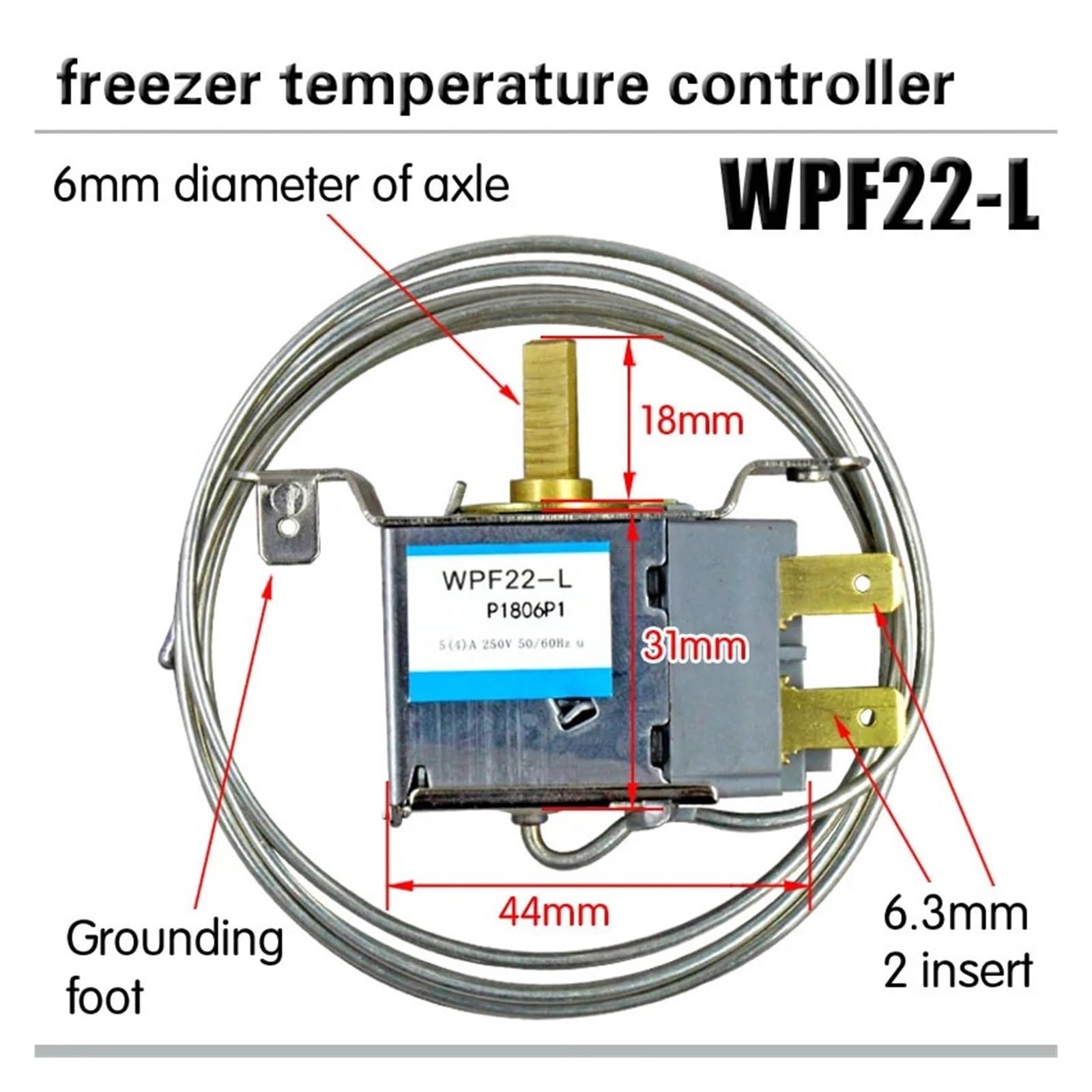 Termostato per congelatore WPF22-L, regolatore di temperatura in metallo per la casa, 250 V, 1 pezzo