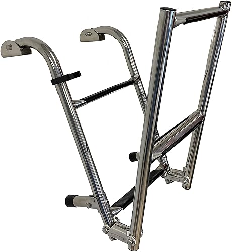 Miniatura 3 de classAcustoms 77090202 Escalera plegable para barco de 4 escalones  Acero inoxidable  Escalera para barco de esquí  Escalera para pontón