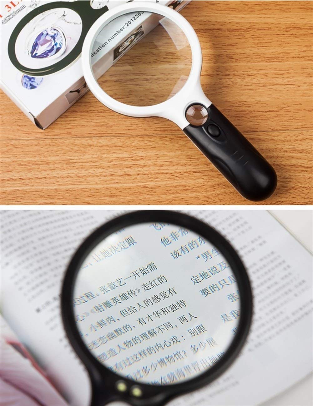 Lupas de mano con luz LED 10 veces aumento HD vidrio 1000mm alto aumento de la lectura antigua identificación lupa