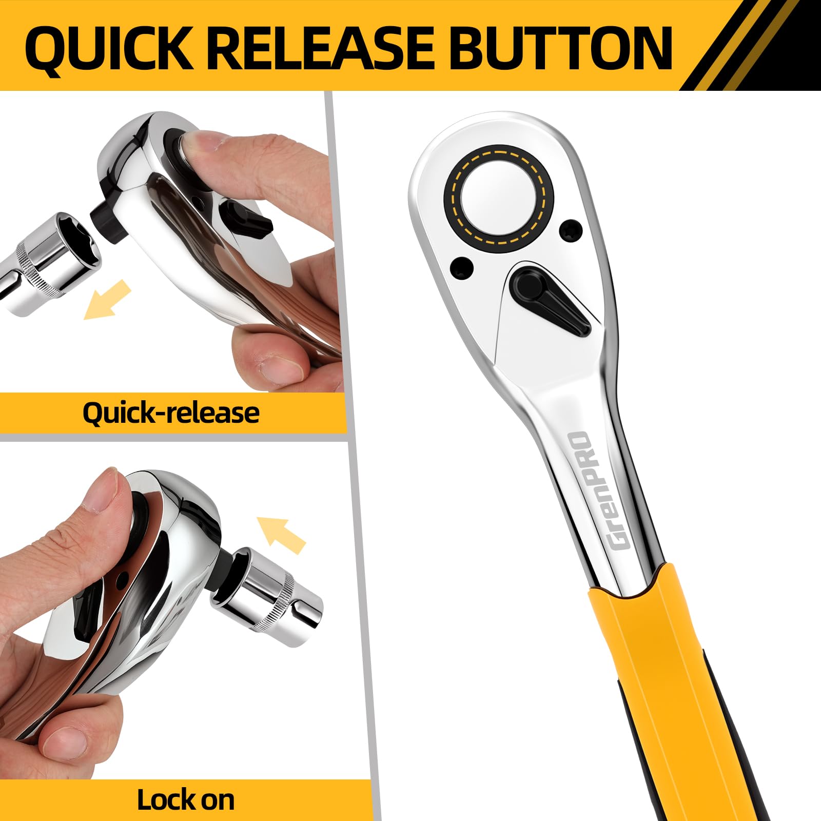 Snapklik.com : Socket Wrench Ratchet 3-Piece Set, 1/4", 3/8", 1/2 ...