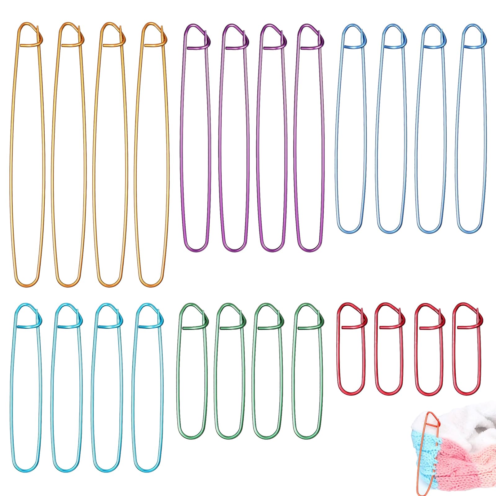 yunfeen 24 PCS Stitch Holder Set, Aluminum Stitch Holders, Stitch Holders for Knitting, for Blankets, Scarves, Quilts, DIY, Other Project