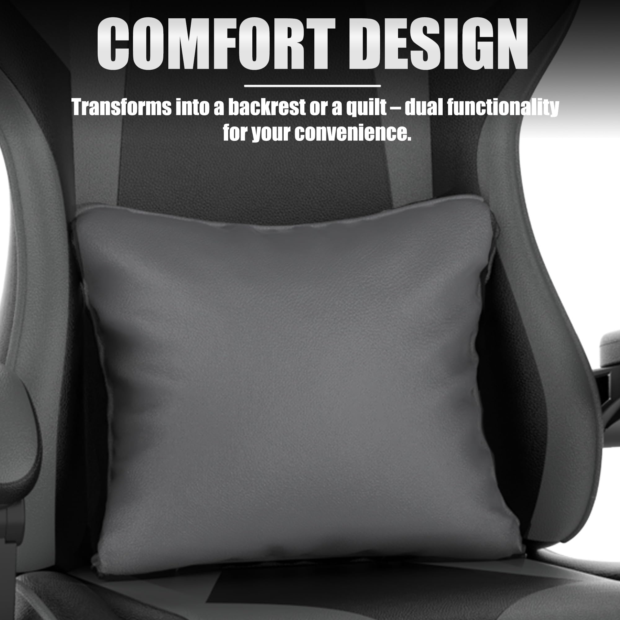 Soontrans Sedia Gaming, Sedia da Gaming Ergonomica con Tappetino per il Mouse, Poggiatesta, Poggiapiedi, Pelle Sintetica, Regolabile in Altezza, Braccioli Imbottiti, Portata 115kg (Nero e grigio)