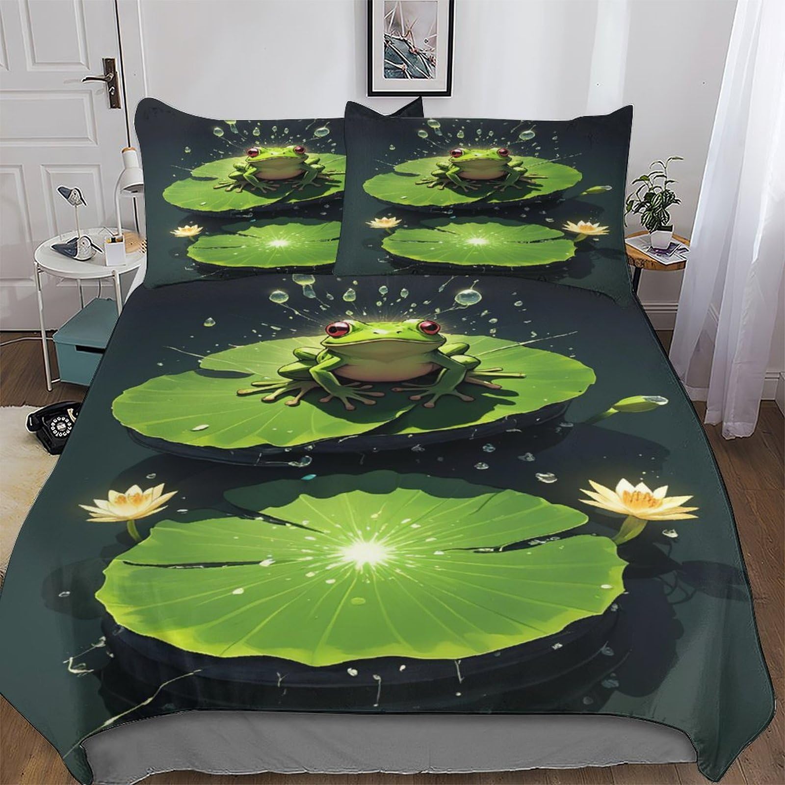 Housse de couette grenouille ultra douce en microfibre respirante 3 pièces