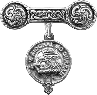 MacGregor Clan Crest Iona Bar Brooch - Sterling Silver