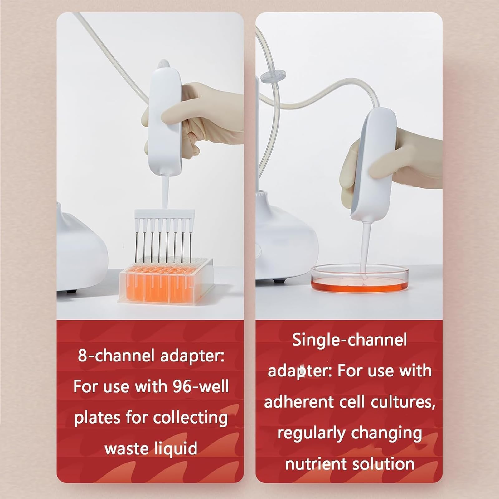 Aspirador de vacío de laboratorio de 1 l, cabezal de aspiración de 8 canales/adaptador de un solo canal, velocidad de aspiración de 1,6 l/min, para filtración al vacío, filtración de disolventes