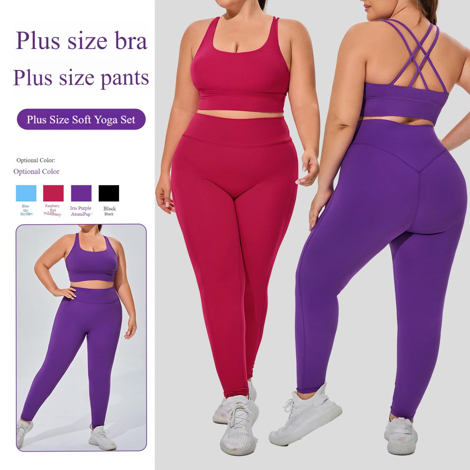 Damskie ubrania do jogi damski strój sportowy plus size wysoka elastyczna oddychająca dwuczęściowa fitness