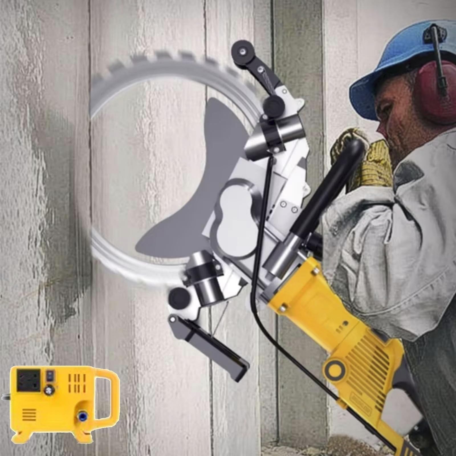 Sierra cortadora eléctrica de hormigón, sierra de anillo de alta frecuencia para corte de pared, potencia de 5000 W, corte sin polvo para hormigón, piedra y ladrillo
