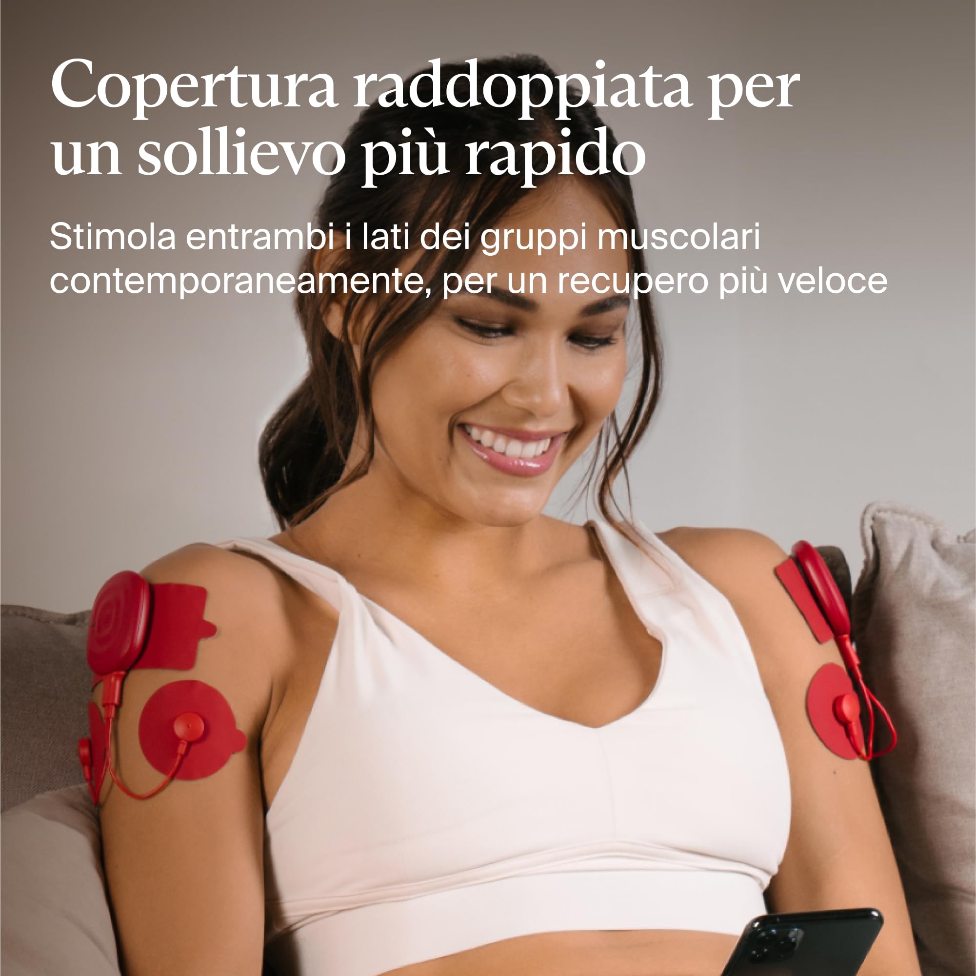 PowerDot 2.0 Duo Red - Dispositivo TENS Intelligente - Elettrostimolatore Muscolare Wireless Controllato con App - Accelera il Recupero, Migliora la Forza, Allevia il Dolore (Rosso)