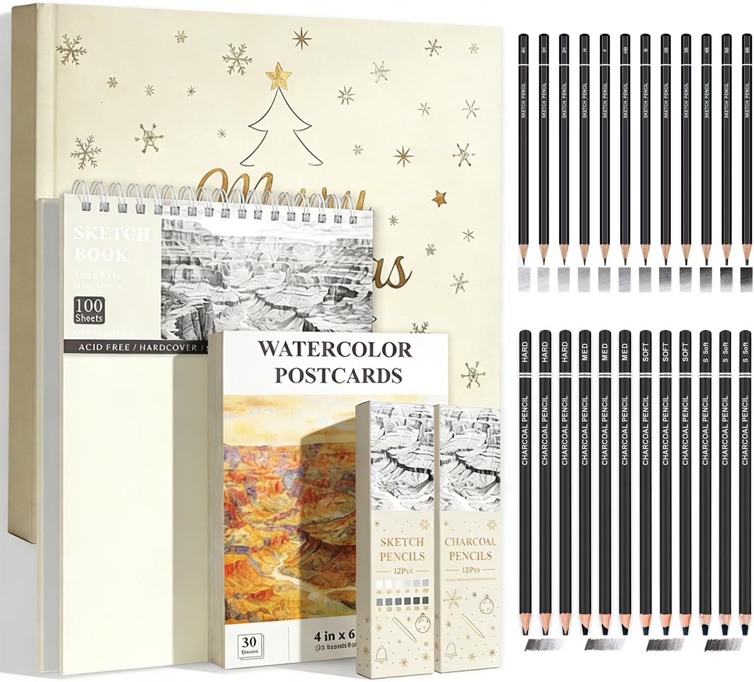 SuFly 9"x12" Drawing Paper, Pack of 2, 100 Sheets Each, Top Spiral Sketch Pad, 68lb/100gsm, White.