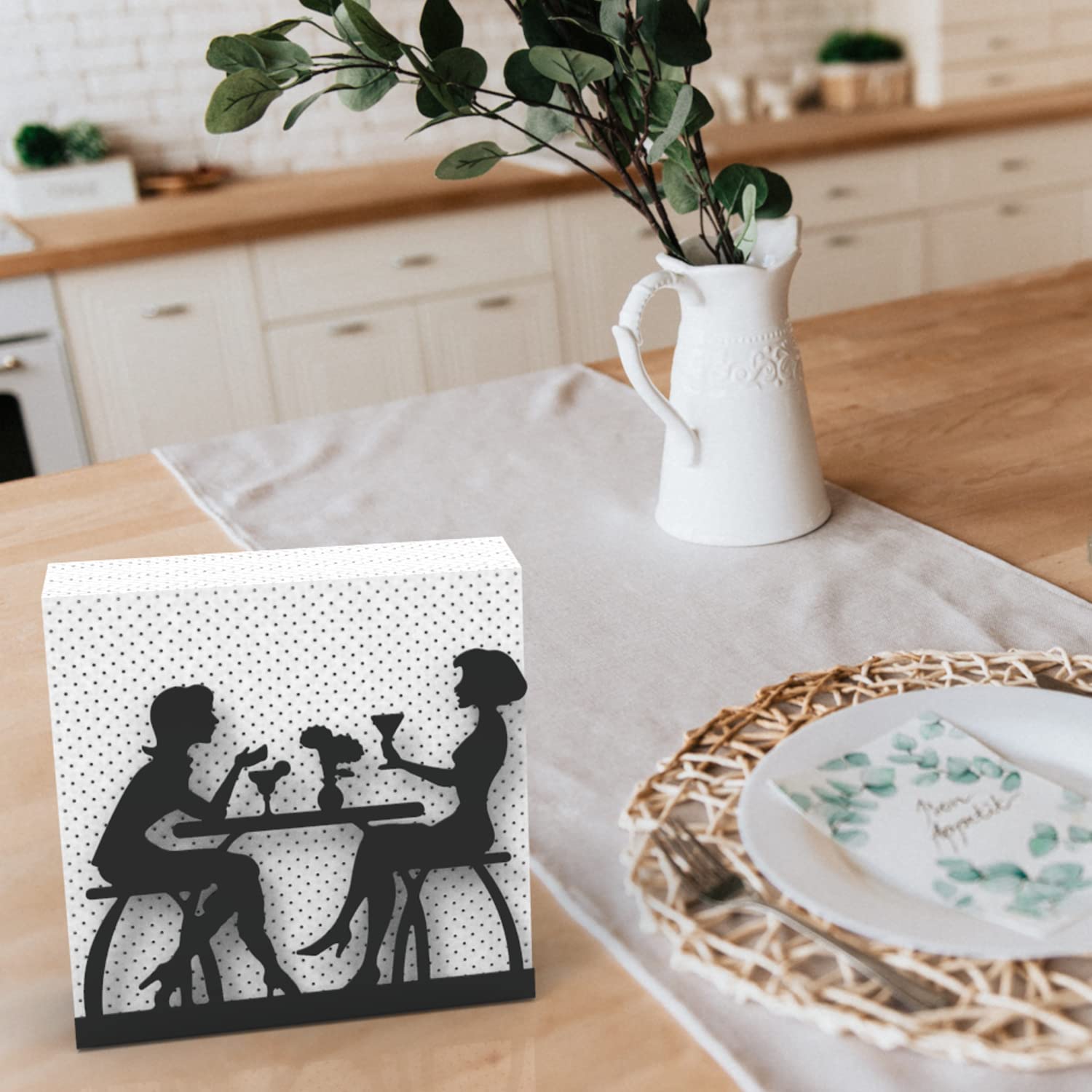 Décoration Cuisine élégante Porte-serviettes Vertical Métal Noir - Distributeur Mouchoirs De Table Distributeur Mouchoirs Métal