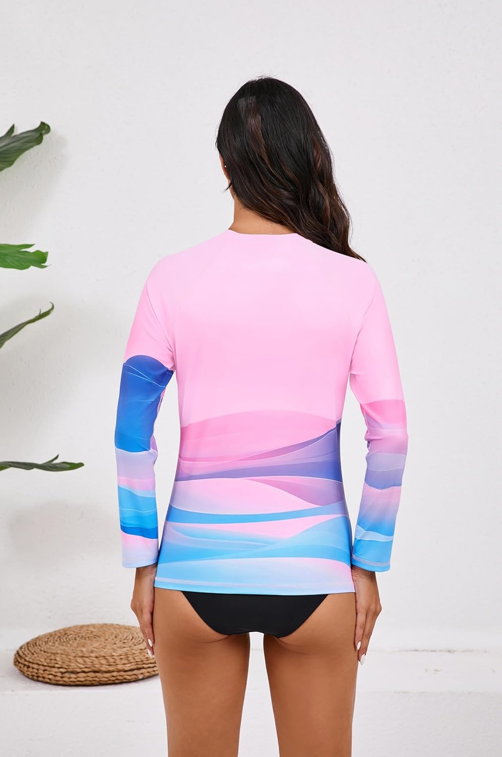 Halcurt Womens Long Sleeve Rash Guard Swim Shirts with Built in Bra UPF50+ Sun Protection Swimsuit Top - Image 2