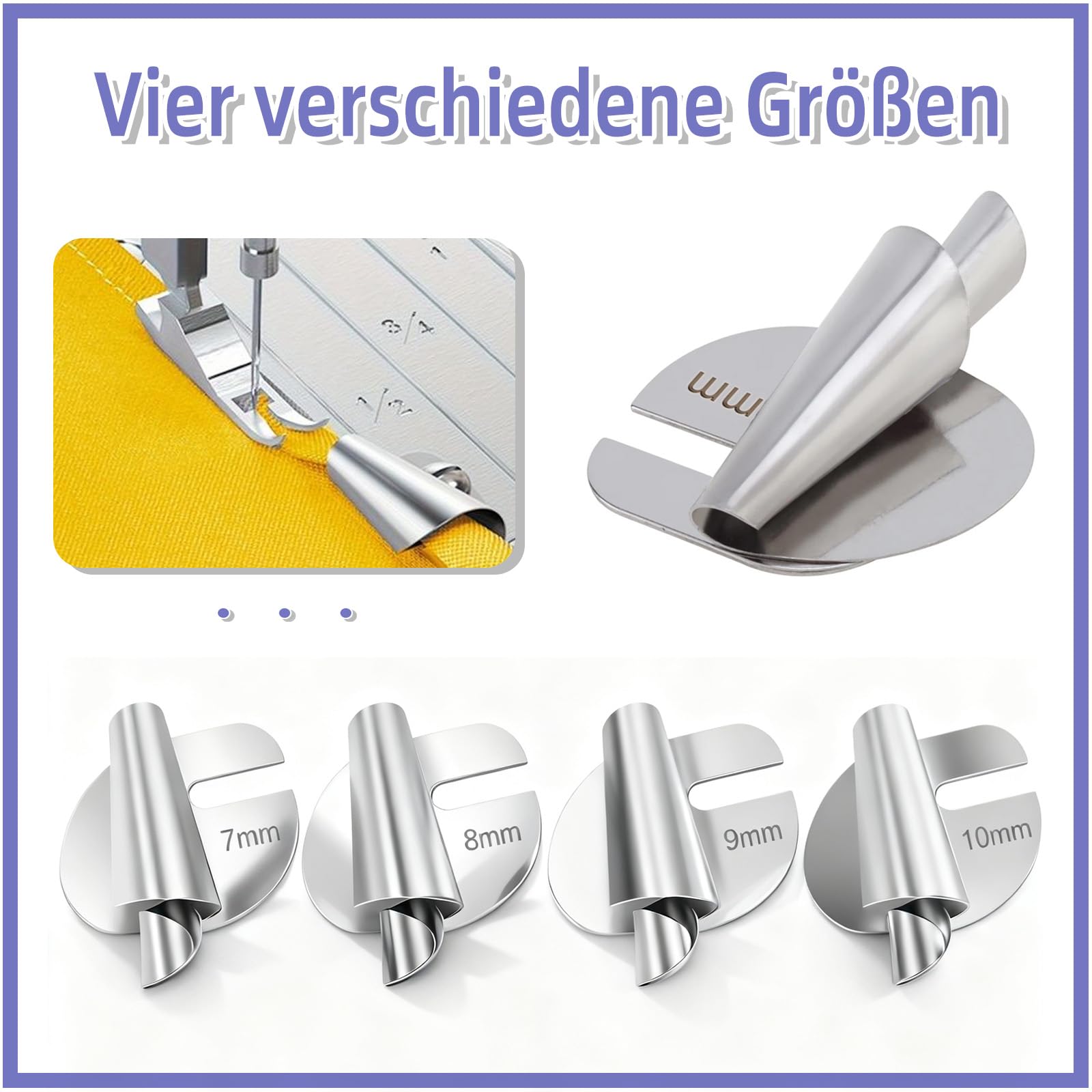 Universal-Nähfuß-Set – 4 Größen (7–10 Mm) Für Rollsaum & Gebogene Säume