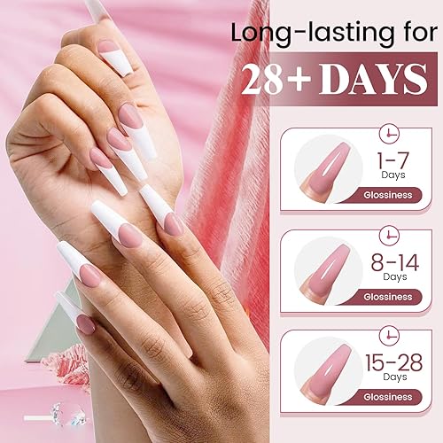 Miniatura 6 de JEWHITENY Juego de 3 piezas de gel de extensión de uñas de 1.06 oz cada uno, color rosa, blanco y marrón, juego de gel de uñas para todas las