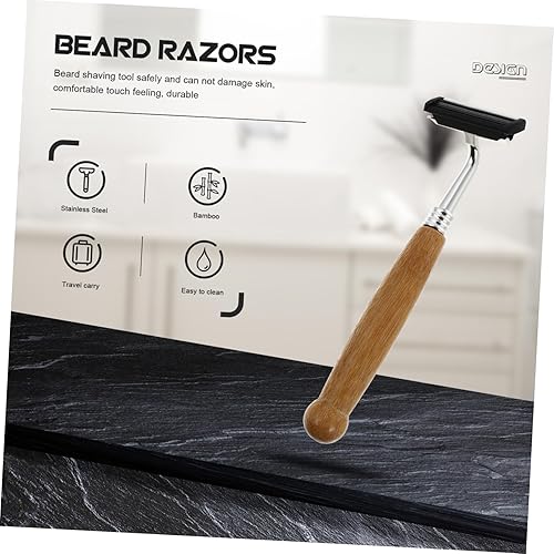 Miniatura 9 de balacoo 4 unids hombres tradicional mango de bambú afeitar afeitar acero inoxidable herramienta de peluquería para afeitar suave