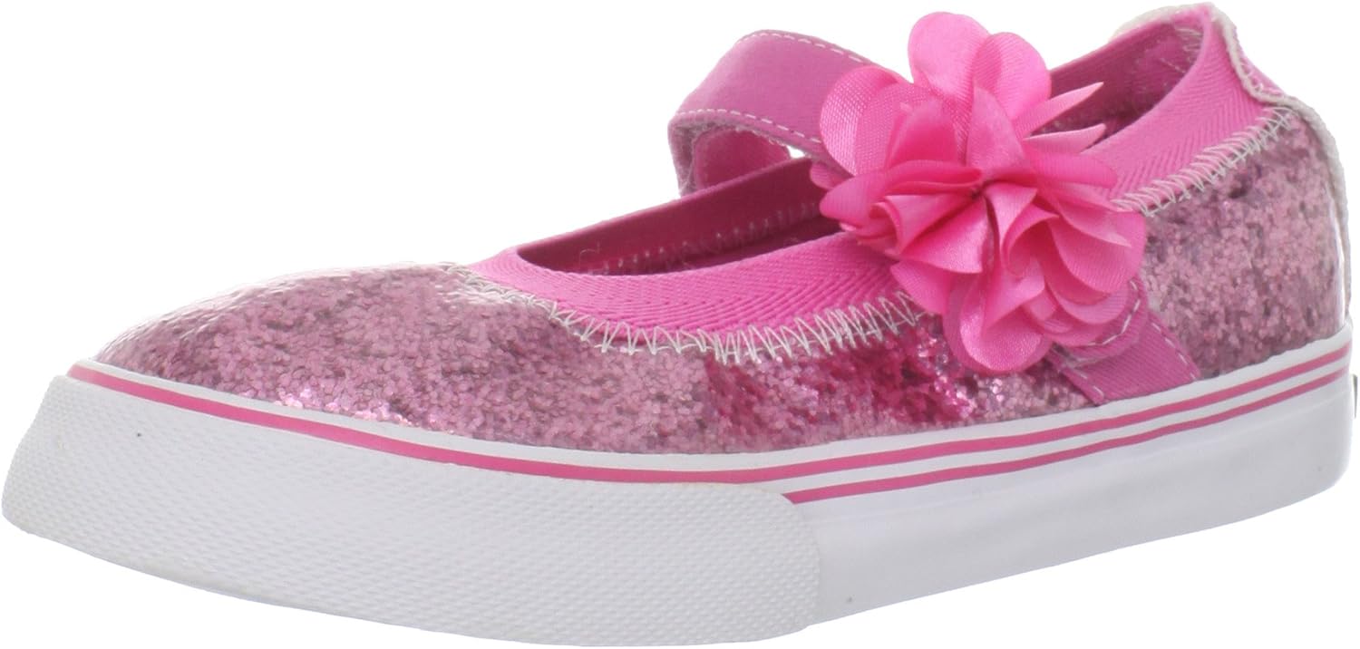Morgan & Milo Kid's Sparkle Floral Mary Jane Sneaker (Infant/Toddler/Little Kid), Azalea Pink, 1 M US Infant