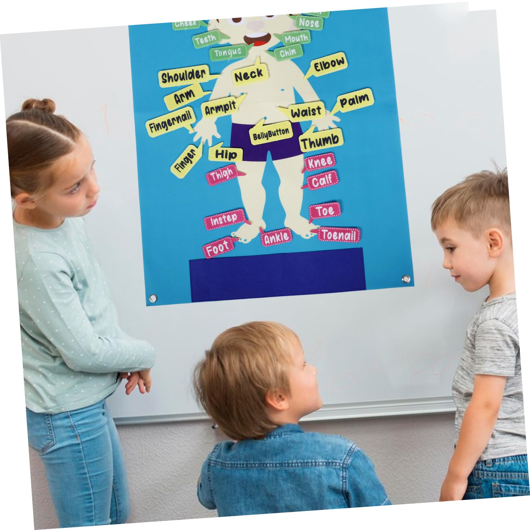 POPETPOP Tablero de Fieltro Grande para Actividades Preescolares Educativo Interactivo con Diseño de Cuerpo Humano Ligero y Portátil para Aprendizaje y Aula