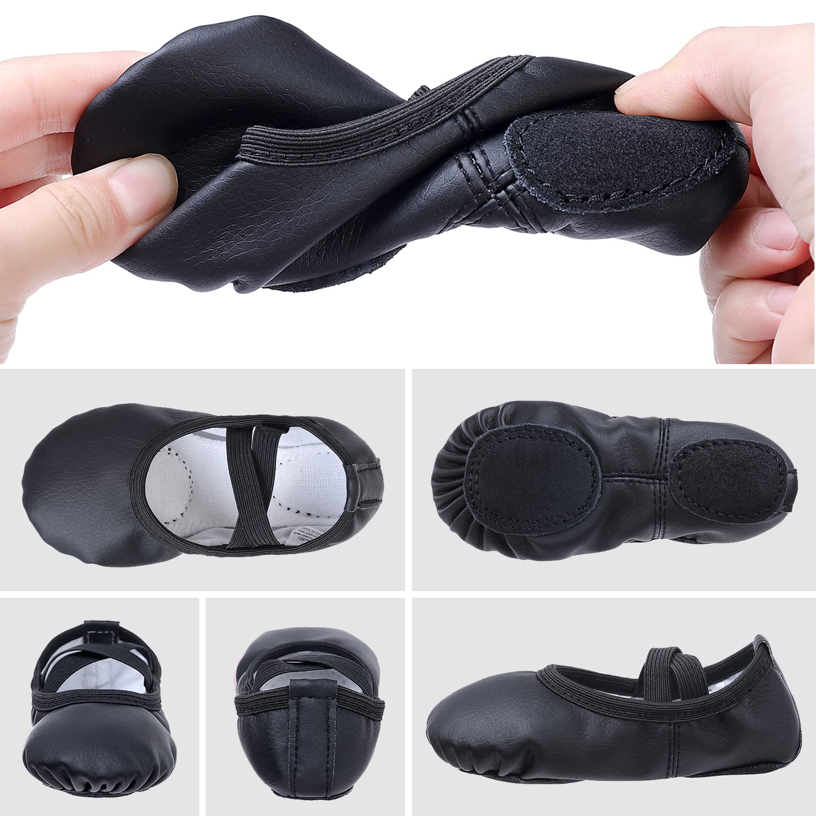 Zapatillas de Ballet Niñas Zapatillas de Baile Gimnasia Suela de Cuero para Niños Adultos Tamaño 20-40 — view 2