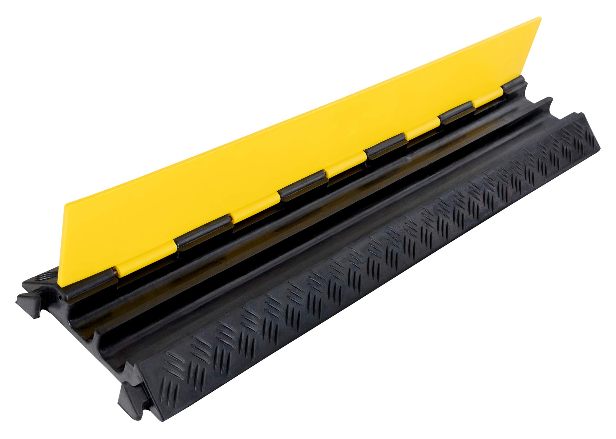 Pronomic Protector 2-100L V3 Kabelbrücke 2-Kanal mit V-Steckverbindung - 100 x 25 x 5 cm - Kabelkanal aus Kunststoff für Veranstaltungen - Kabel Überfahrschutz für Boden - Schwarz/Gelb