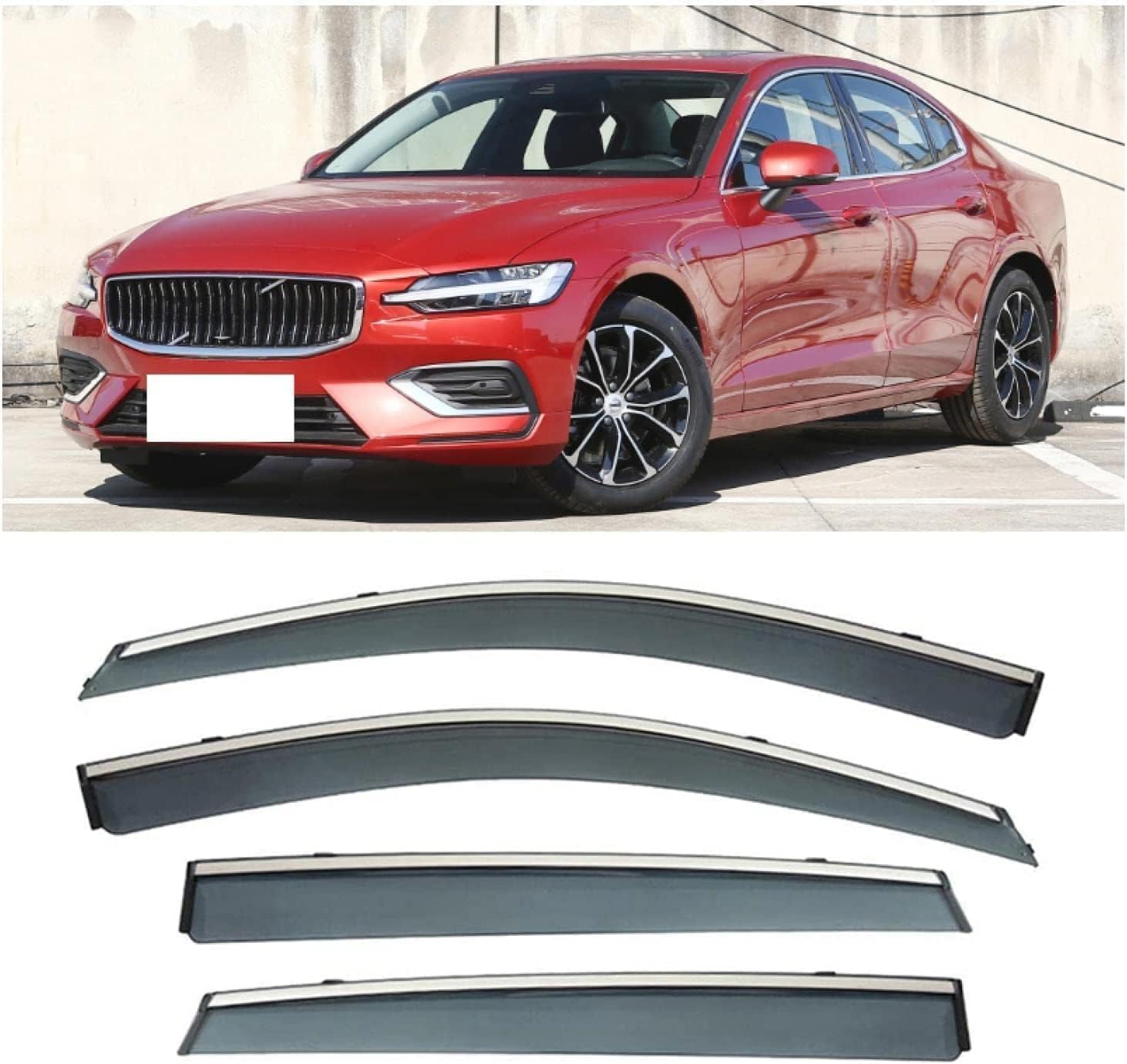 PANXUC Car Wind Deflectors for Volvo S60 2020-2022, Side Window Wind Rain Deflector Window Visor Sun Rain Guard Smoke Guards