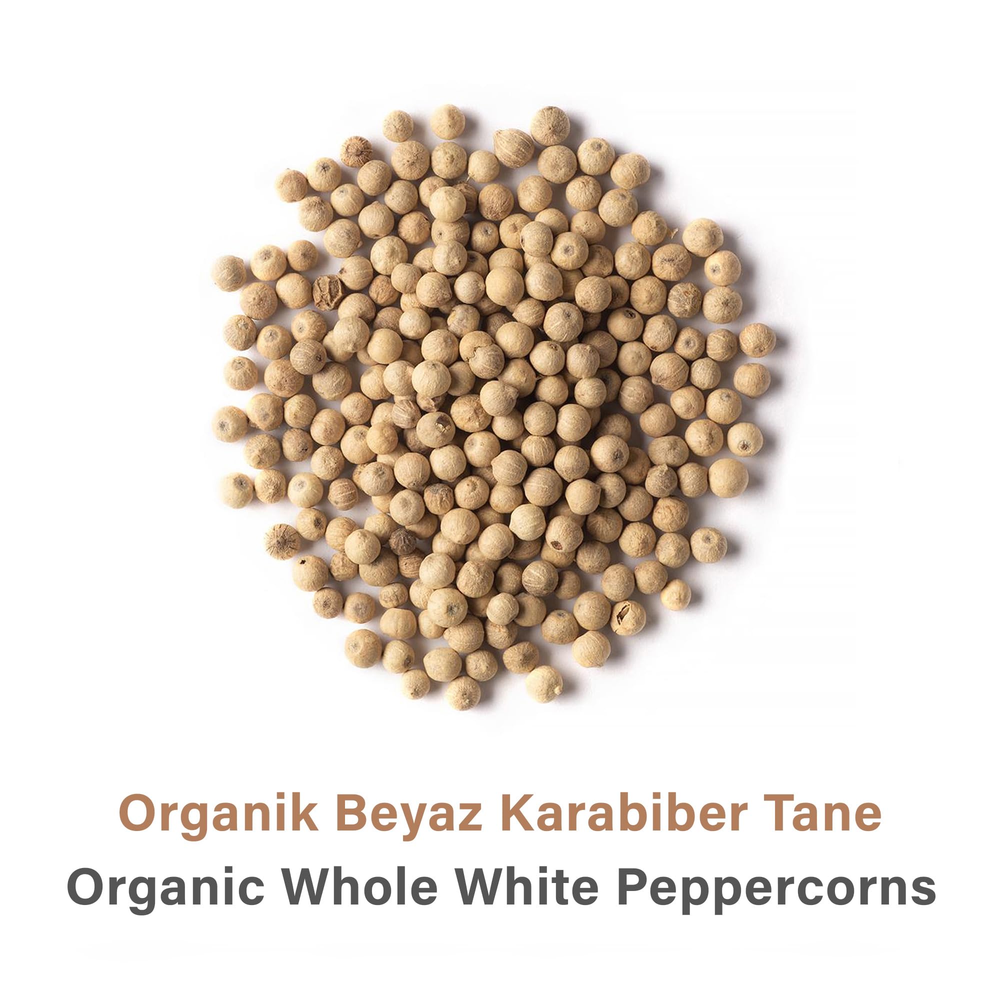 Holistic Corner Organik Beyaz Karabiber Tane | Organic Whole White Peppercorns | 85g