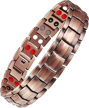 Feraco Copper Bracelet for Men 4 Kinds Magnetic Bracelets Elegant 99.99% Solid Copper Jewelry with Magnets