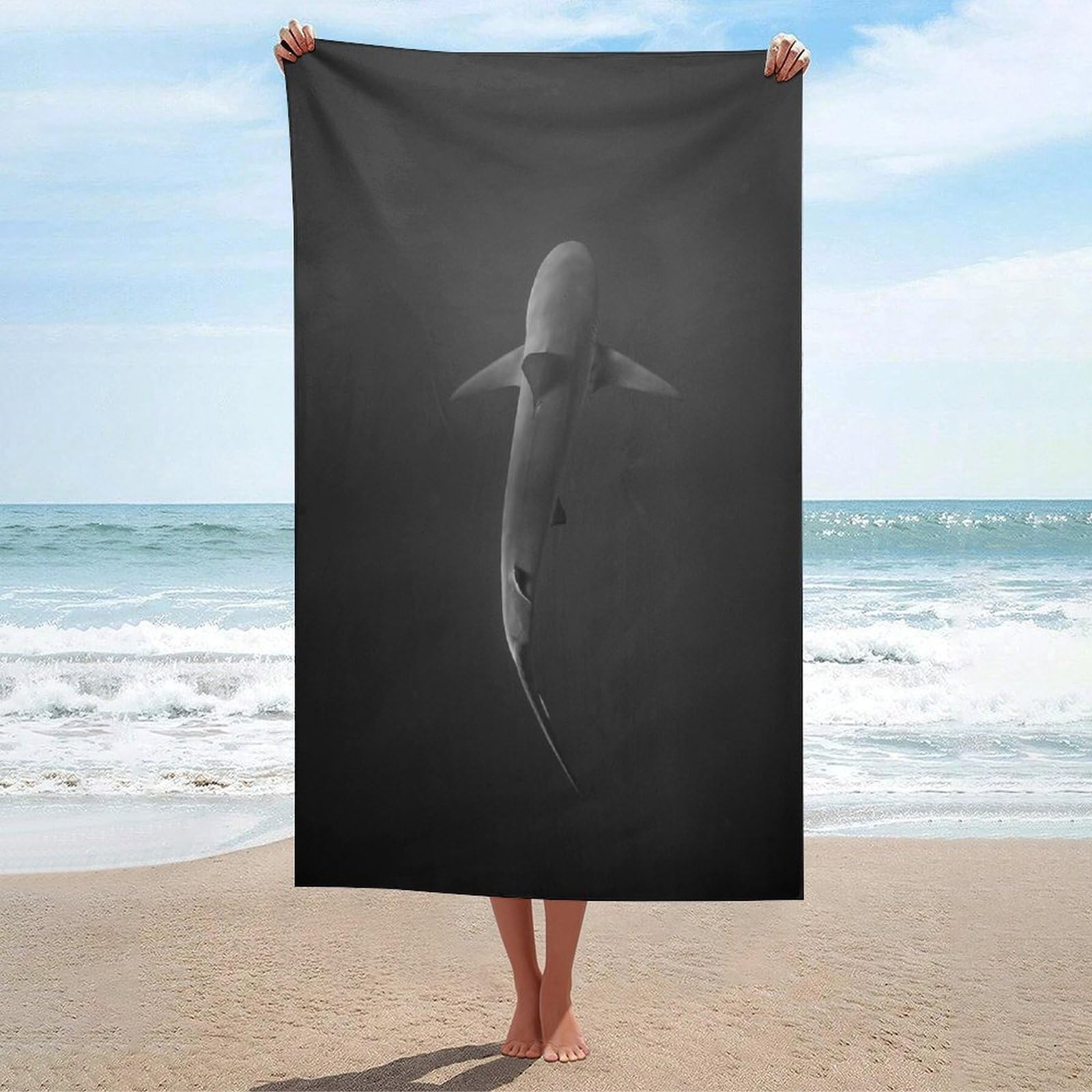 Serviette de plage shark haut de gamme texture absorbante et anti-sable pour hôtel