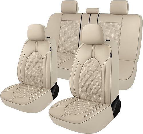 Juego completo de fundas de cuero de lujo para asiento de automóvil, protectores de asiento impermeables con fundas de asiento dividido para autos,