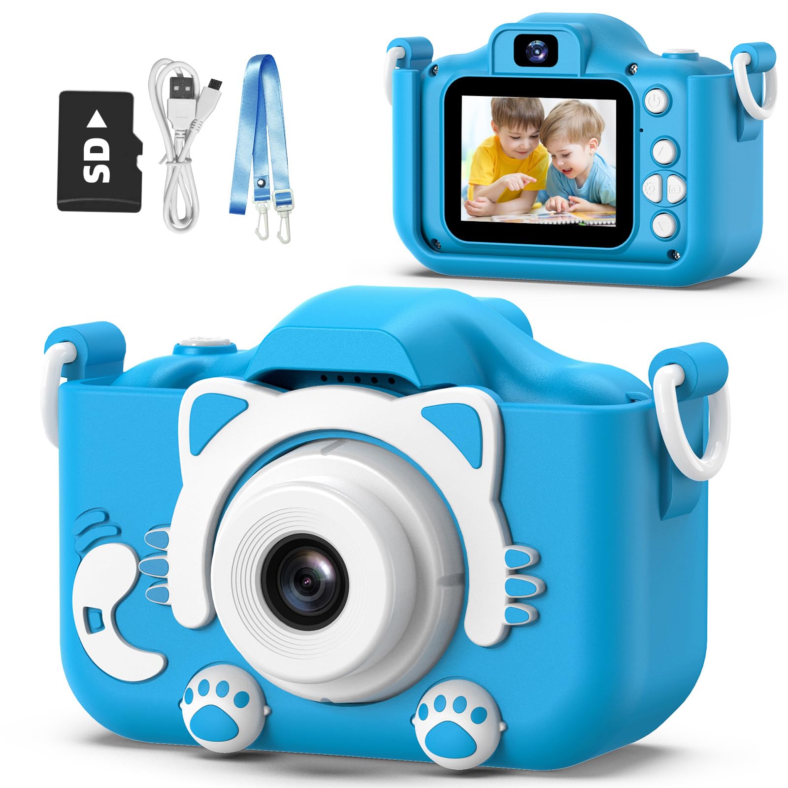 Goopow Kids Camera Toys for 3-8 Year Old Girls Boys,Children Digital Video Camcorder Camera with Cartoon Soft Cover, Best Chritmas Birthday Festival Gift for Kids