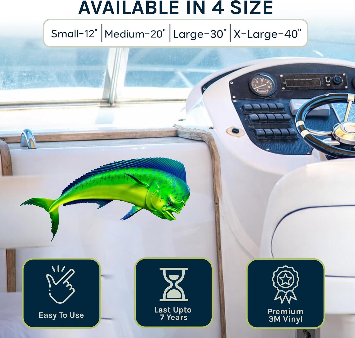 Mahi Mahi Beautiful Fish Decal | Fishing Decal for Boat, Car, Vehicle, Truck Etc. | Waterproof Vinyl Sticker | Many Sizes & Styles Available | 12" to 40" by Digital Fish Art (Large, Position 1R)