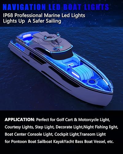 Miniatura 3 de Tira de luz LED azul marino para pesca nocturna, cubierta de cortesía, iluminación de cabina para pontón Jon, barco, kayak, motor, bote bajo,