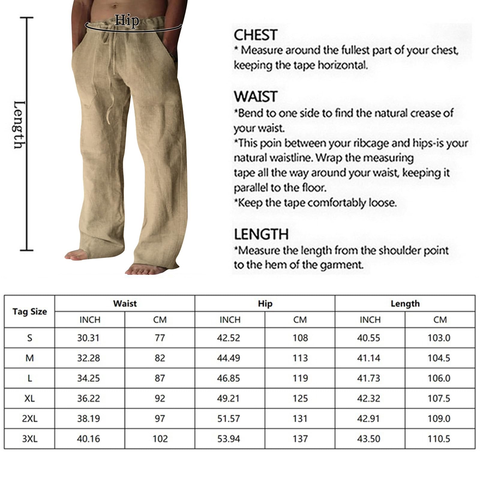 Litthing Pantalon en Lin Homme Jogging Coton Décontracté Été Pantalons Sport Yoga Taille Élastique Léger Pants avec Poches et Cordon