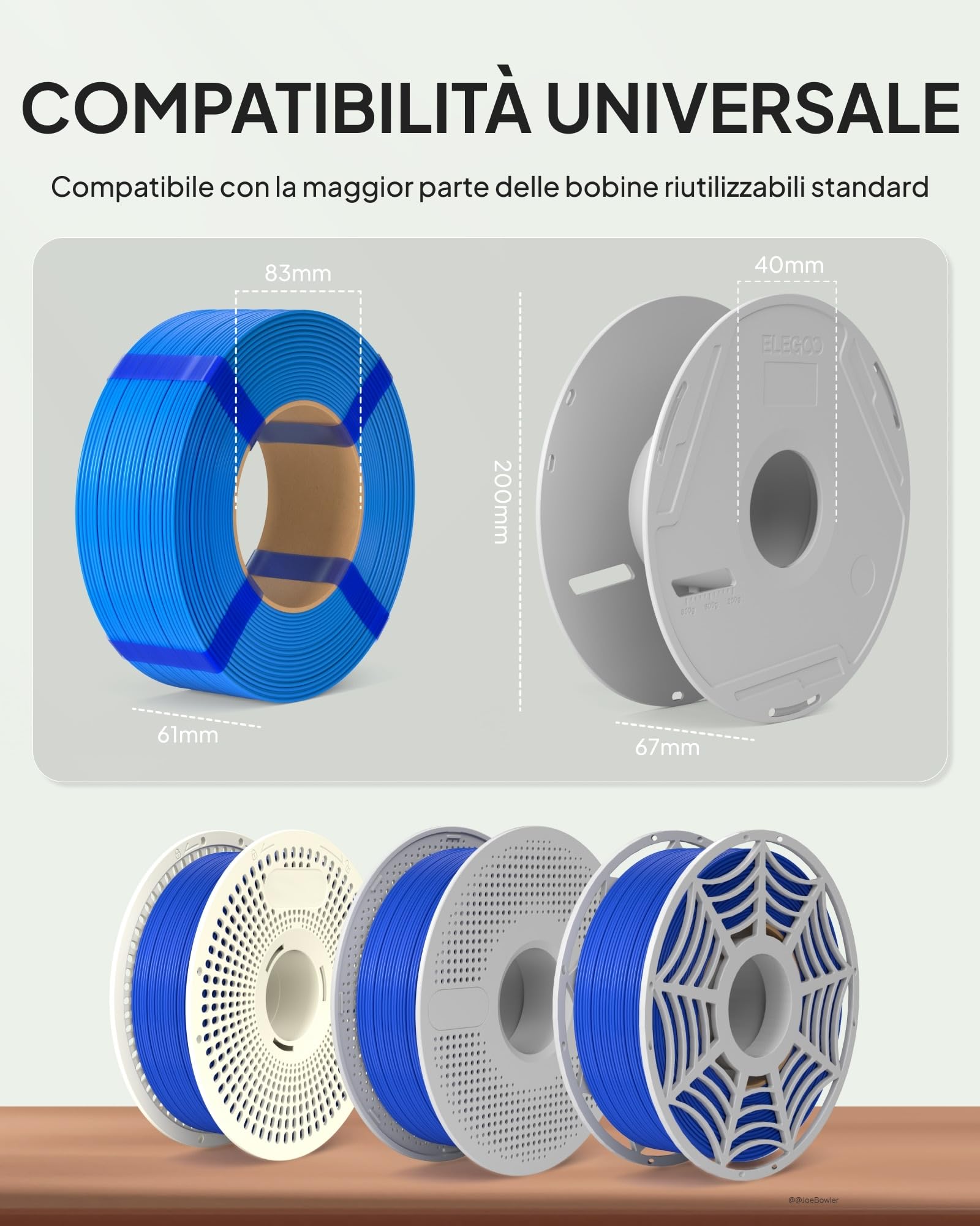 ELEGOO Filamento PLA Basic Di Ricarica 1,75 mm Giallo Caldo 1 kg, PLA Refill Per Stampante 3D Senza Bobina, Precisione +/- 0,02 mm, Compatibile Con Bobina Riutilizzabile