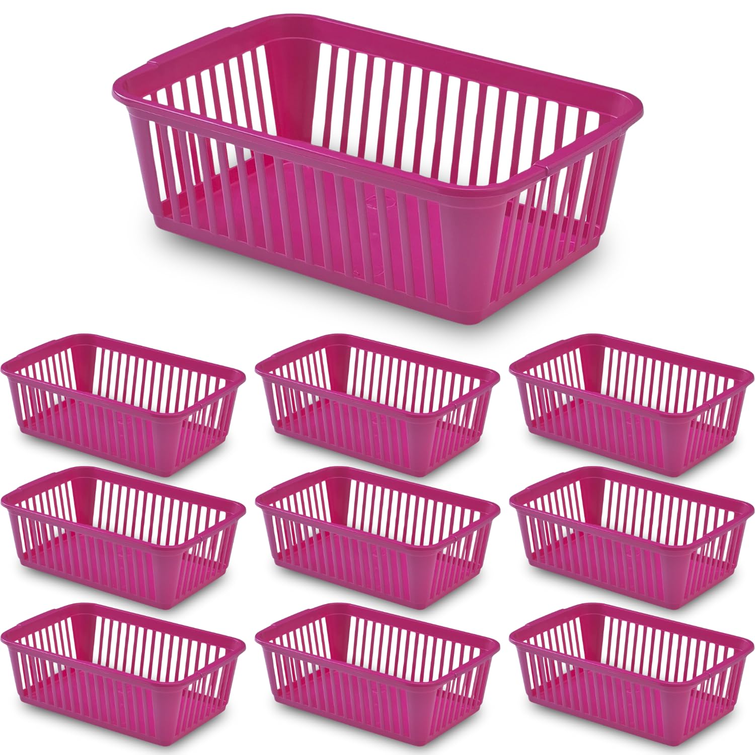 Vr7 Pink 25Cm Little Plastic Handy Baskets For Kitchen Mini Size Storage Basket (, Pack Of 10)