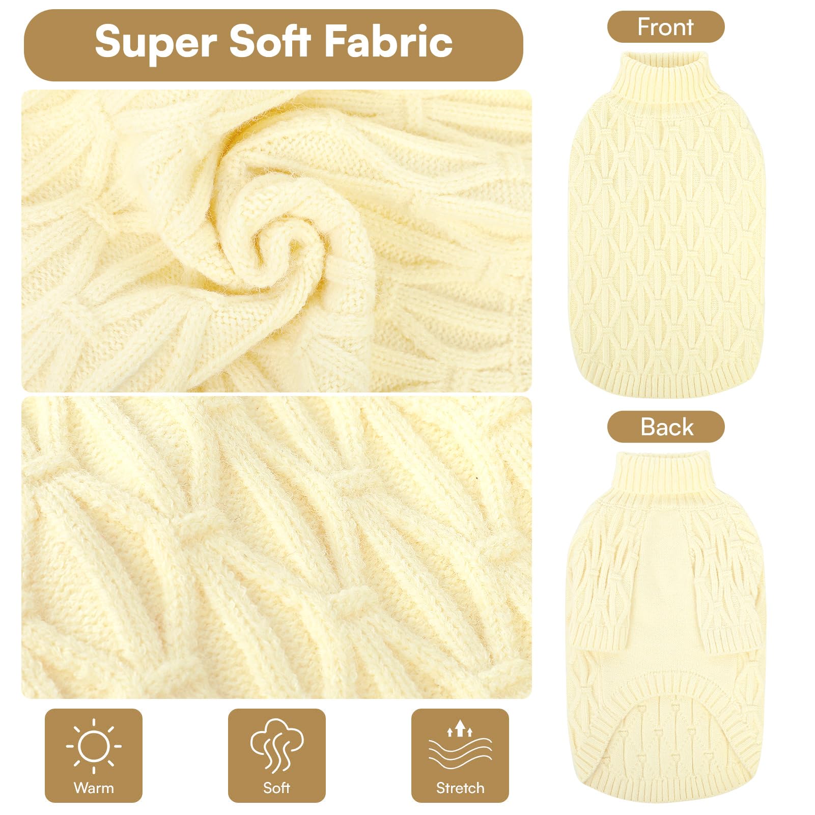 Queenmore Maglioni per cani di taglia grande, ragazze e ragazzi, caldo maglione per cani extra large, maglioni natalizi per cani, classico dolcevita, vestiti spessi per animali domestici extra grandi