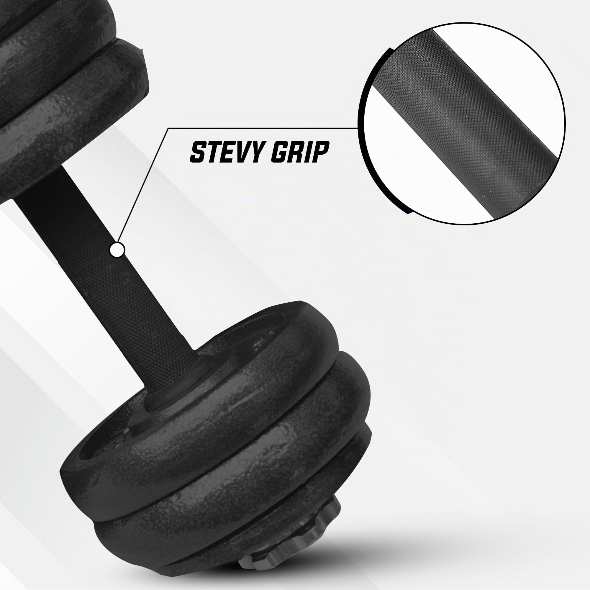 Kit di manubri regolabile 20 kg – peso sollevamento pesi in ghisa – Alteres e barra con valigetta di trasporto – design ergonomico antiscivolo per sport a casa – nero