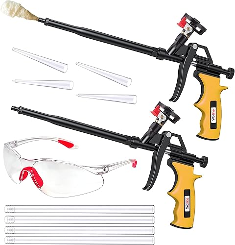 Miniatura 8 de Paquete de 4 pistolas de aislamiento de espuma en aerosol profesional (4 pistolas de espuma + 16 boquillas), pistola de espuma expandible recubierta