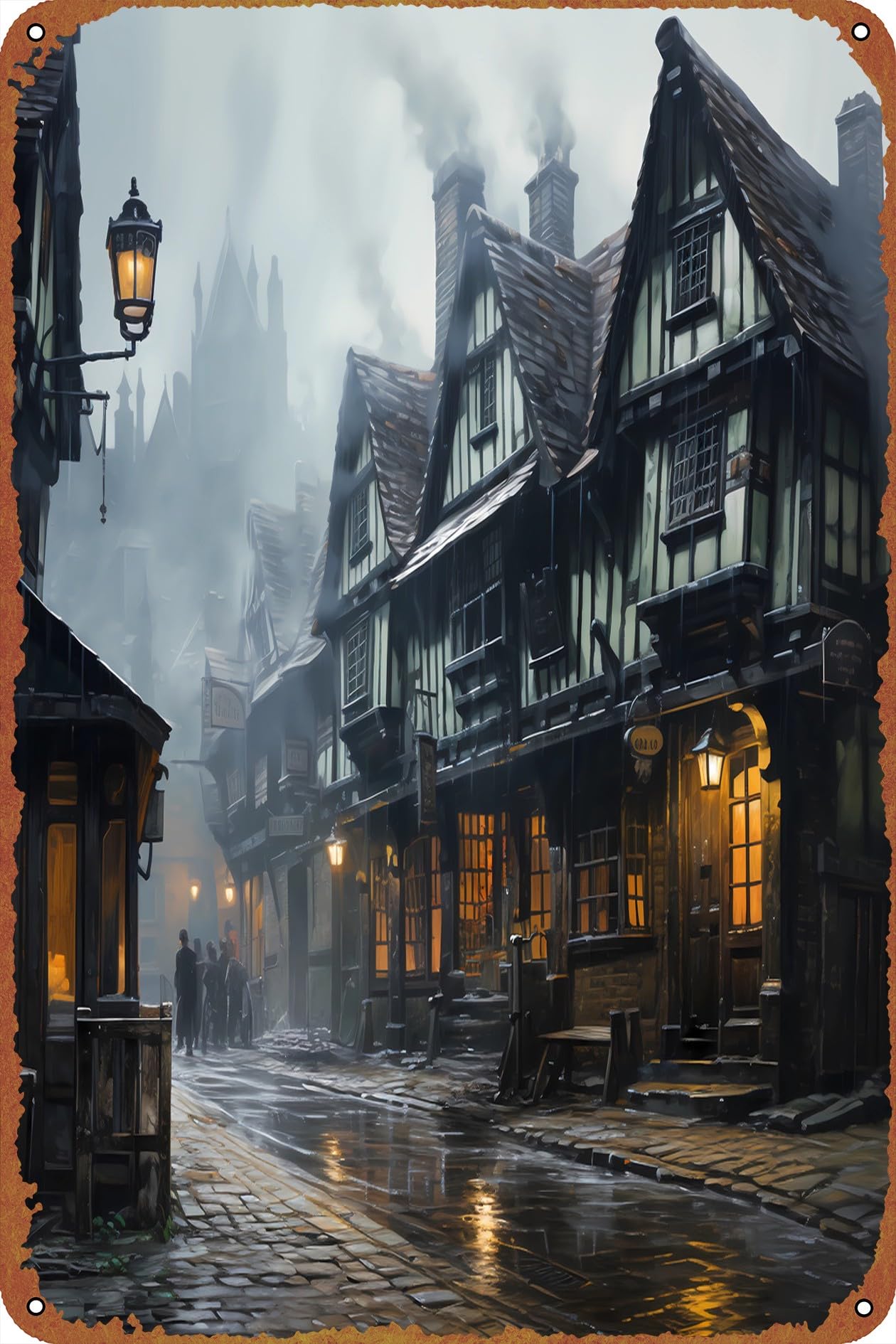 Diagon Alley Poster Creative Tin Sign Metal Sign Retro Wall Decor for Home Gate Garden Bars Restaurants Cafes Office Store Pubs Club Sign Gift 12 X 8 INCH Plaque Tin Sign